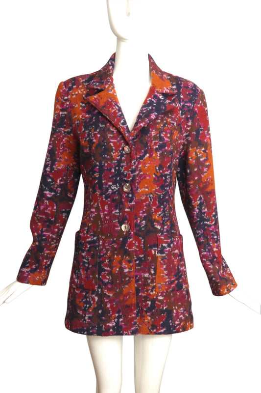 MISSONI- 1980s Multi Color Wool Blend Coat, Size 10