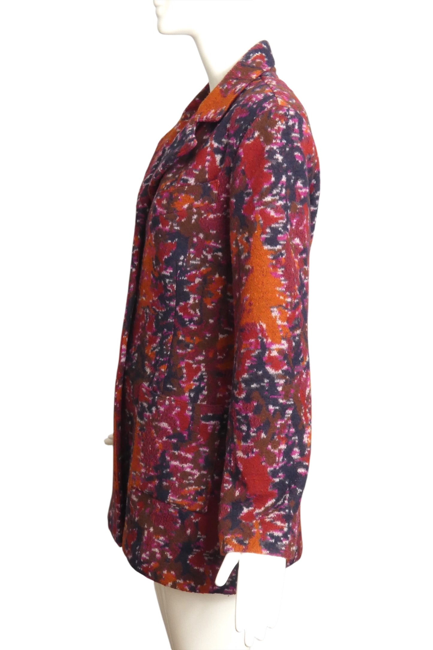 MISSONI- 1980s Multi Color Wool Blend Coat, Size 10