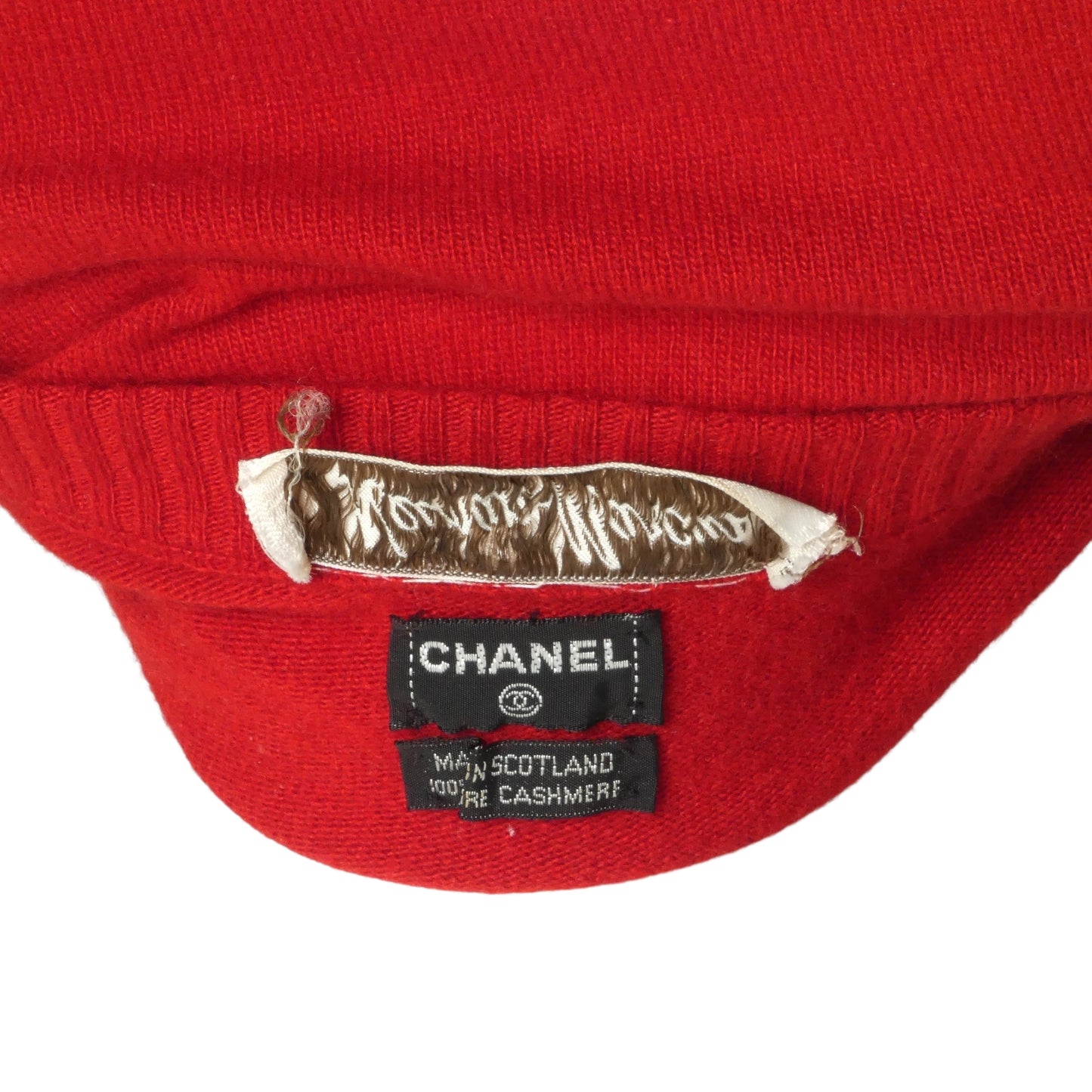 CHANEL- AS IS 1980s Red Cashmere Sweater, Size 8