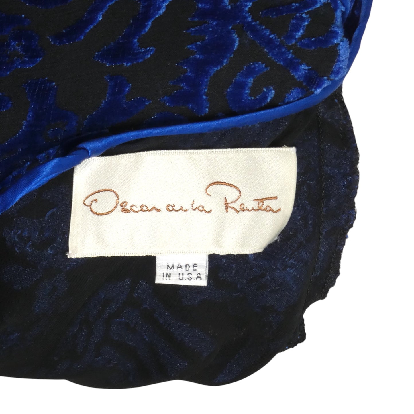 OSCAR DE LA RENTA- 1980s Blue Voided Velvet Gown, Size 4