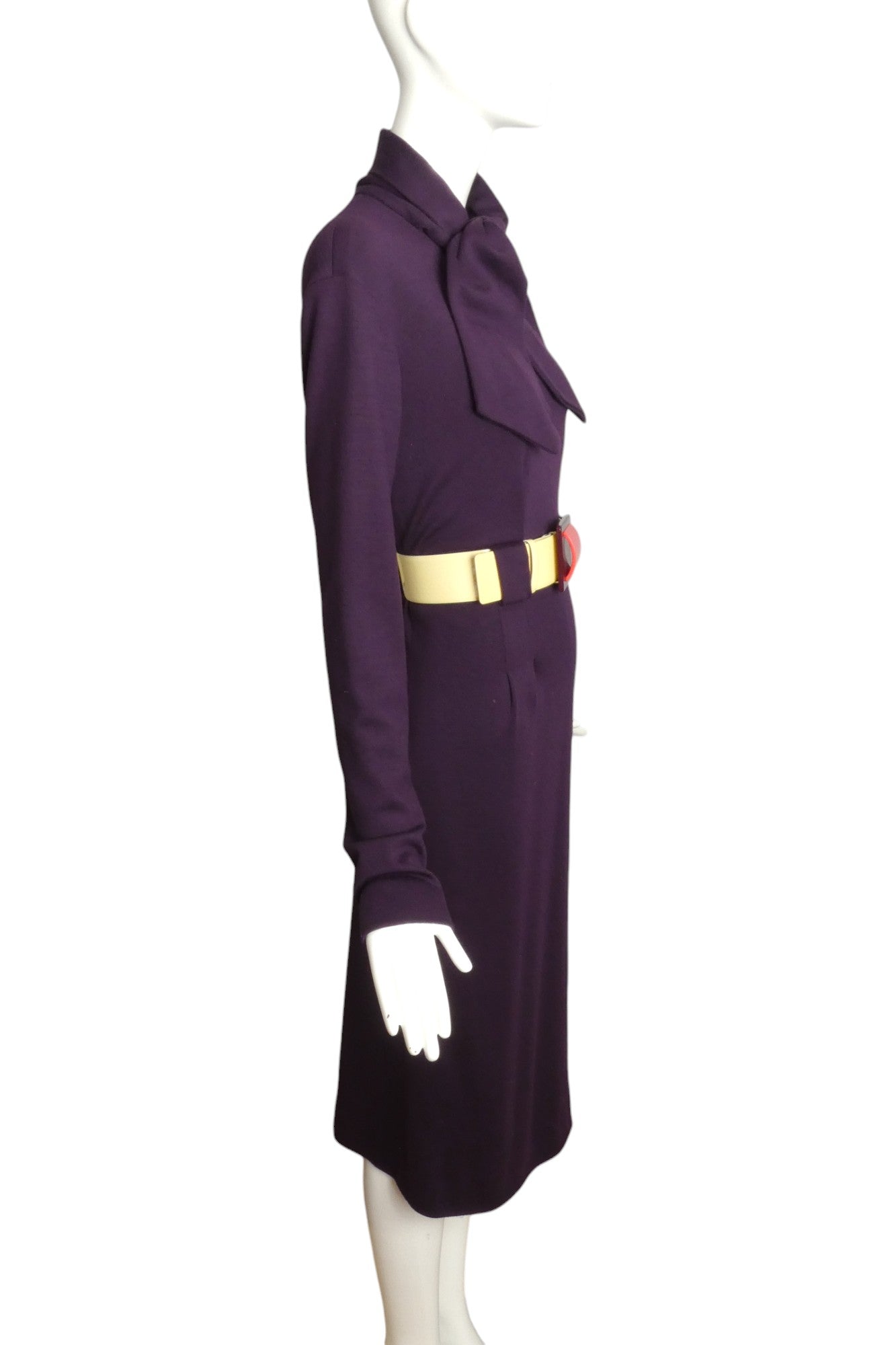 CHANEL- 2007 Purple Wool Dress & Patent Belt, Size 12