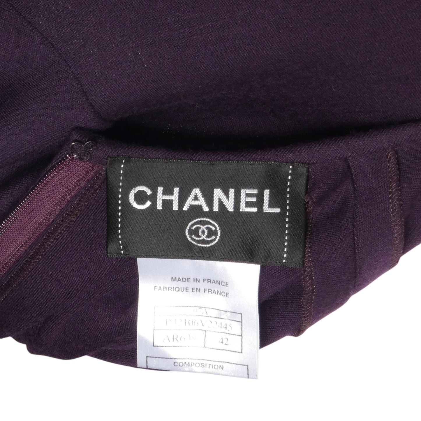 CHANEL- 2007 Purple Wool Dress & Patent Belt, Size 12