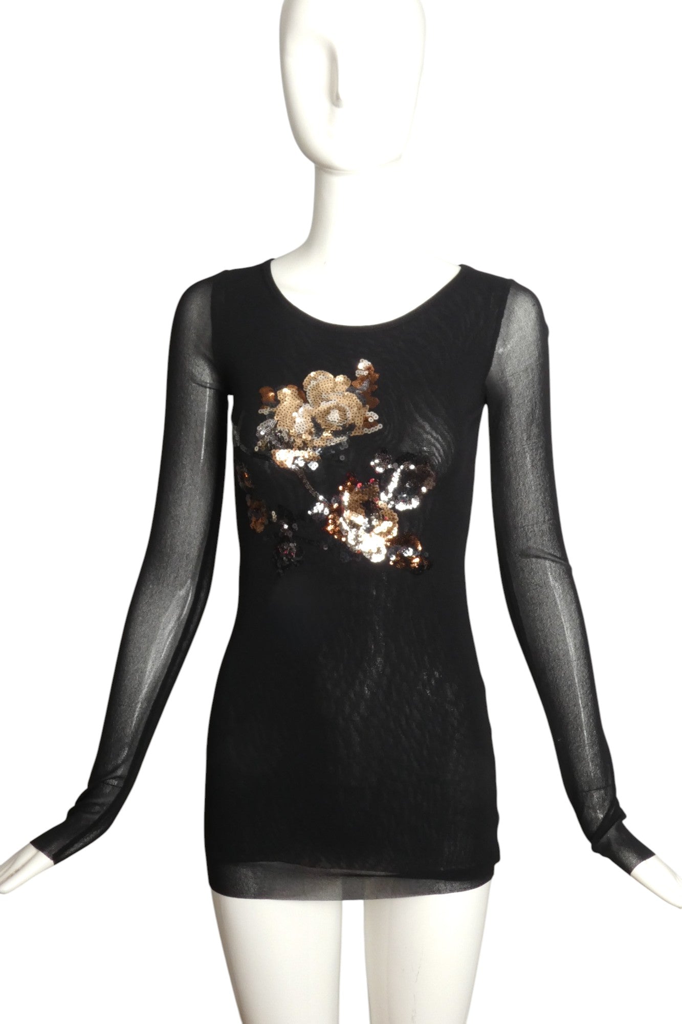 FUZZI- Black Sequin Knit Top, Size Medium