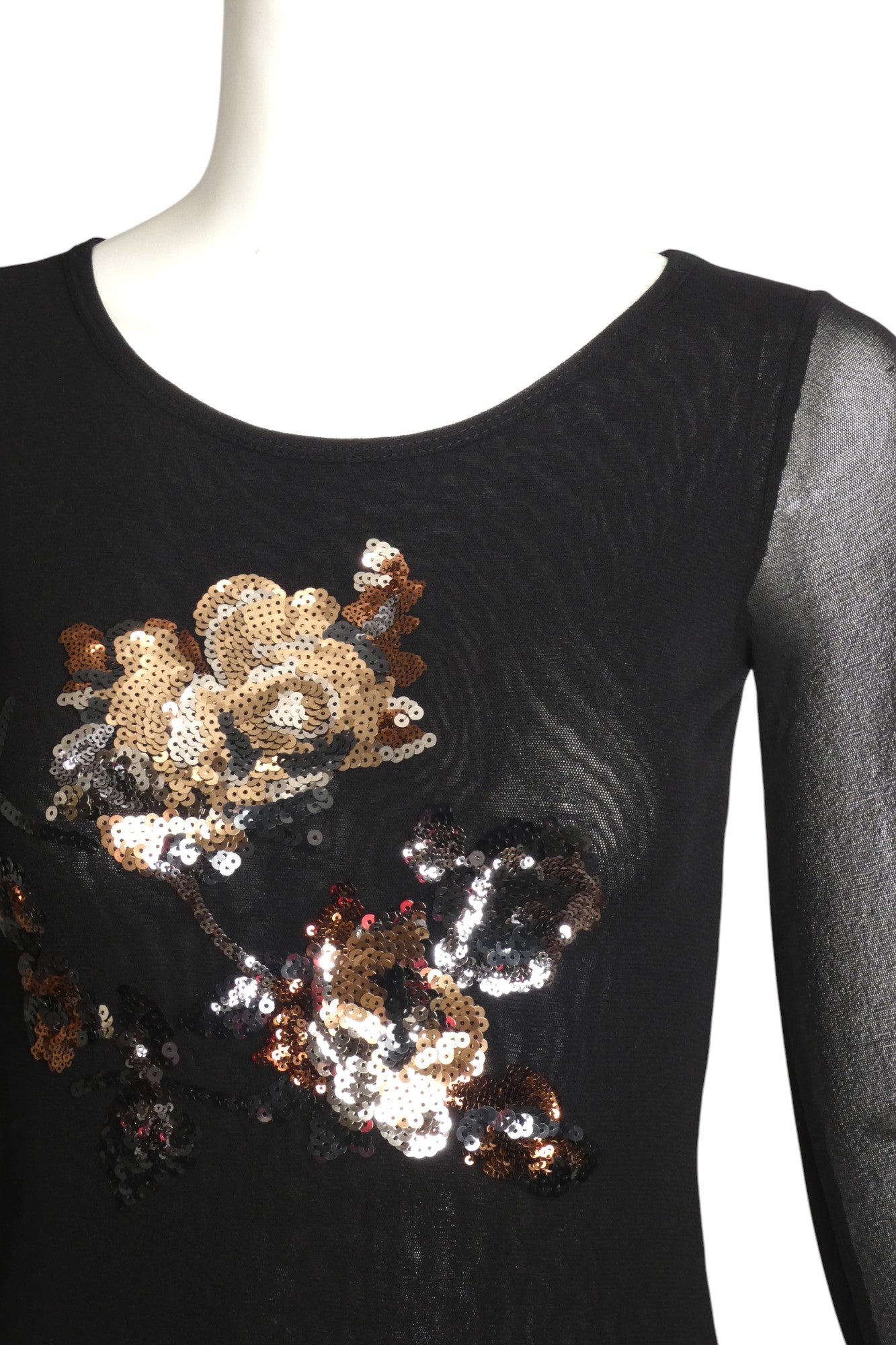 FUZZI- Black Sequin Knit Top, Size Medium