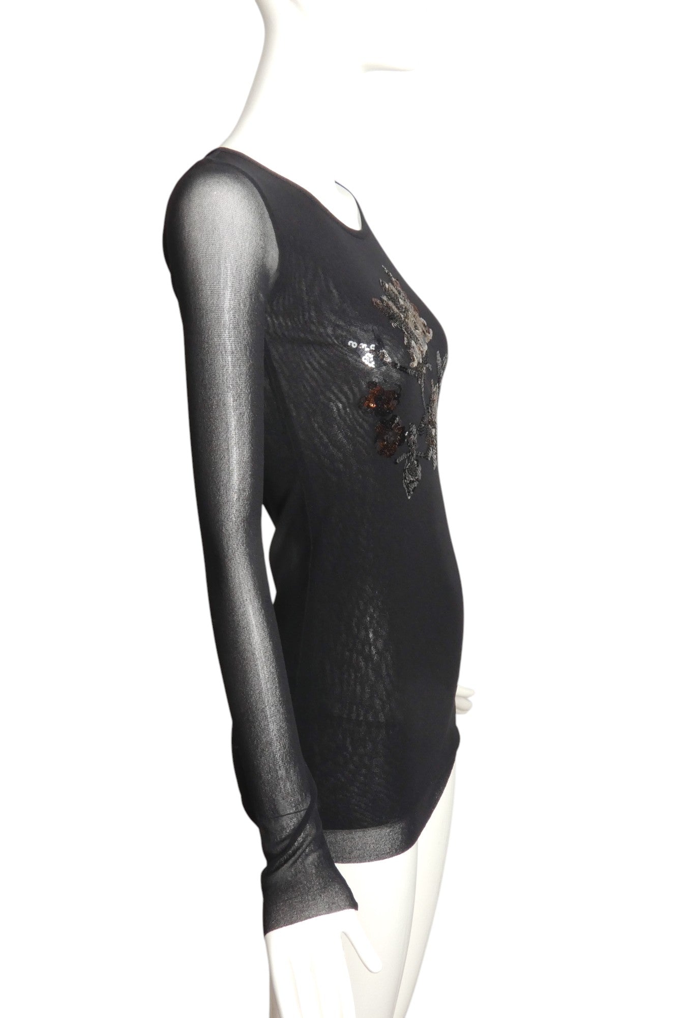 FUZZI- Black Sequin Knit Top, Size Medium
