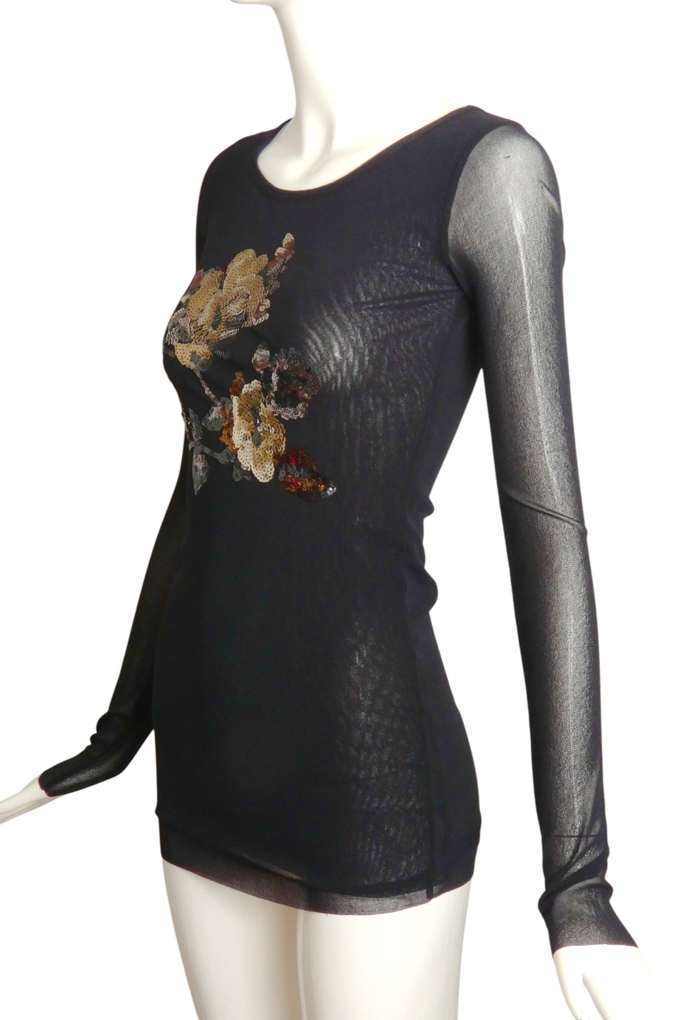 FUZZI- Black Sequin Knit Top, Size Medium