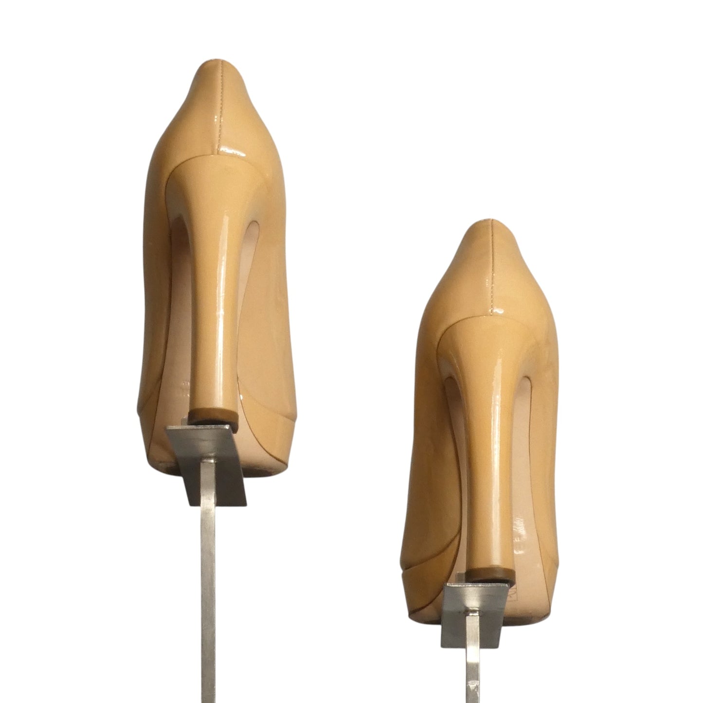 MIU MIU- Beige Patent Platform Pumps, Size 37