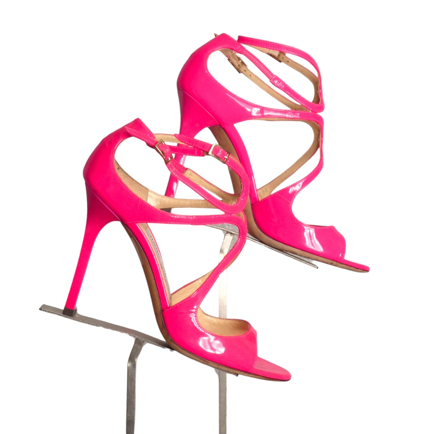 JIMMY CHOO- Pink Patent Sandals, Size 37
