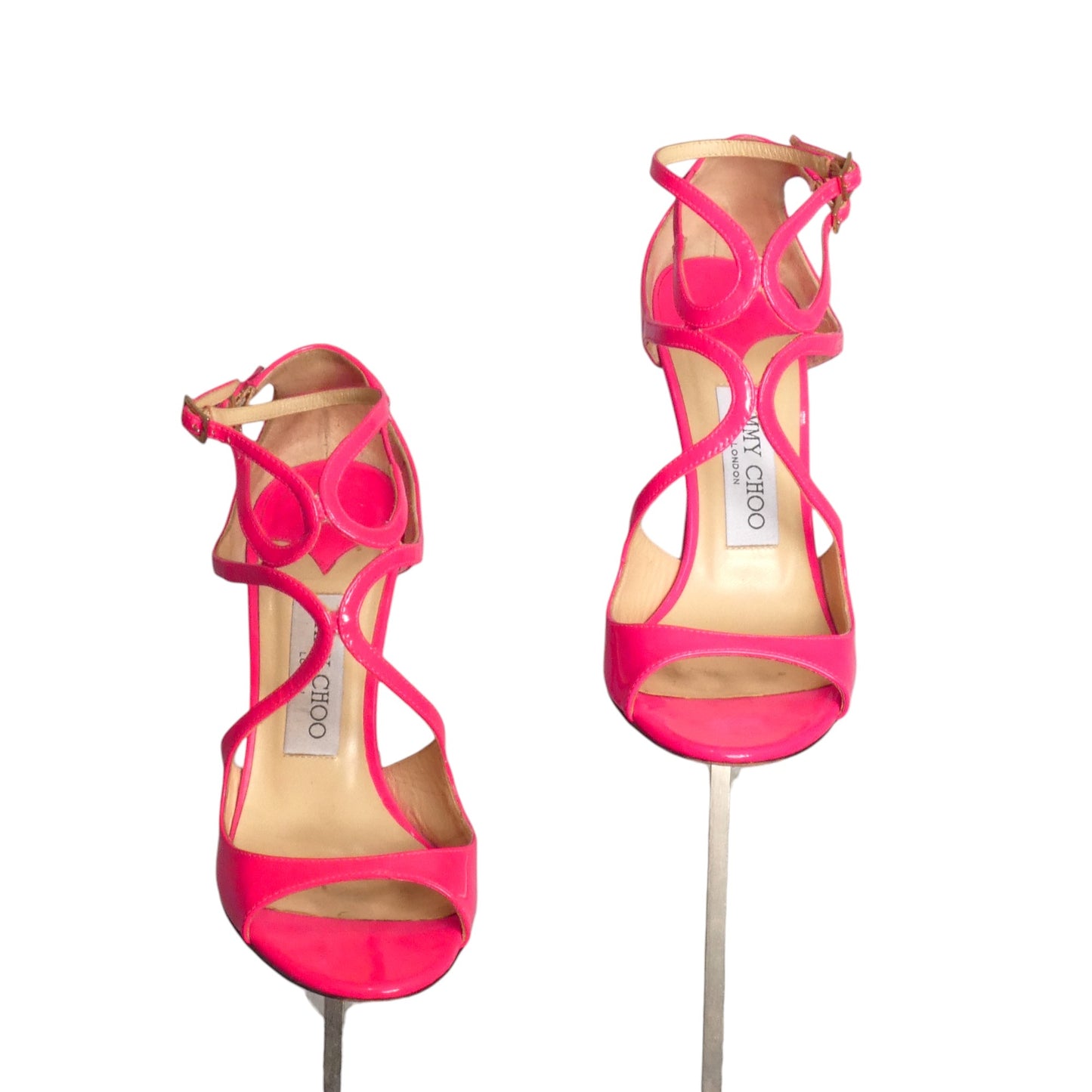 JIMMY CHOO- Pink Patent Sandals, Size 37