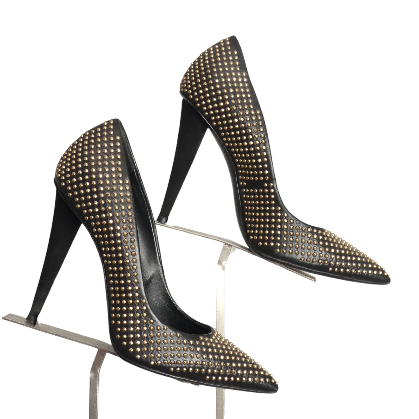 GIUSEPPE ZANOTTI- Black Leather Studddedc Pumps, Size 37