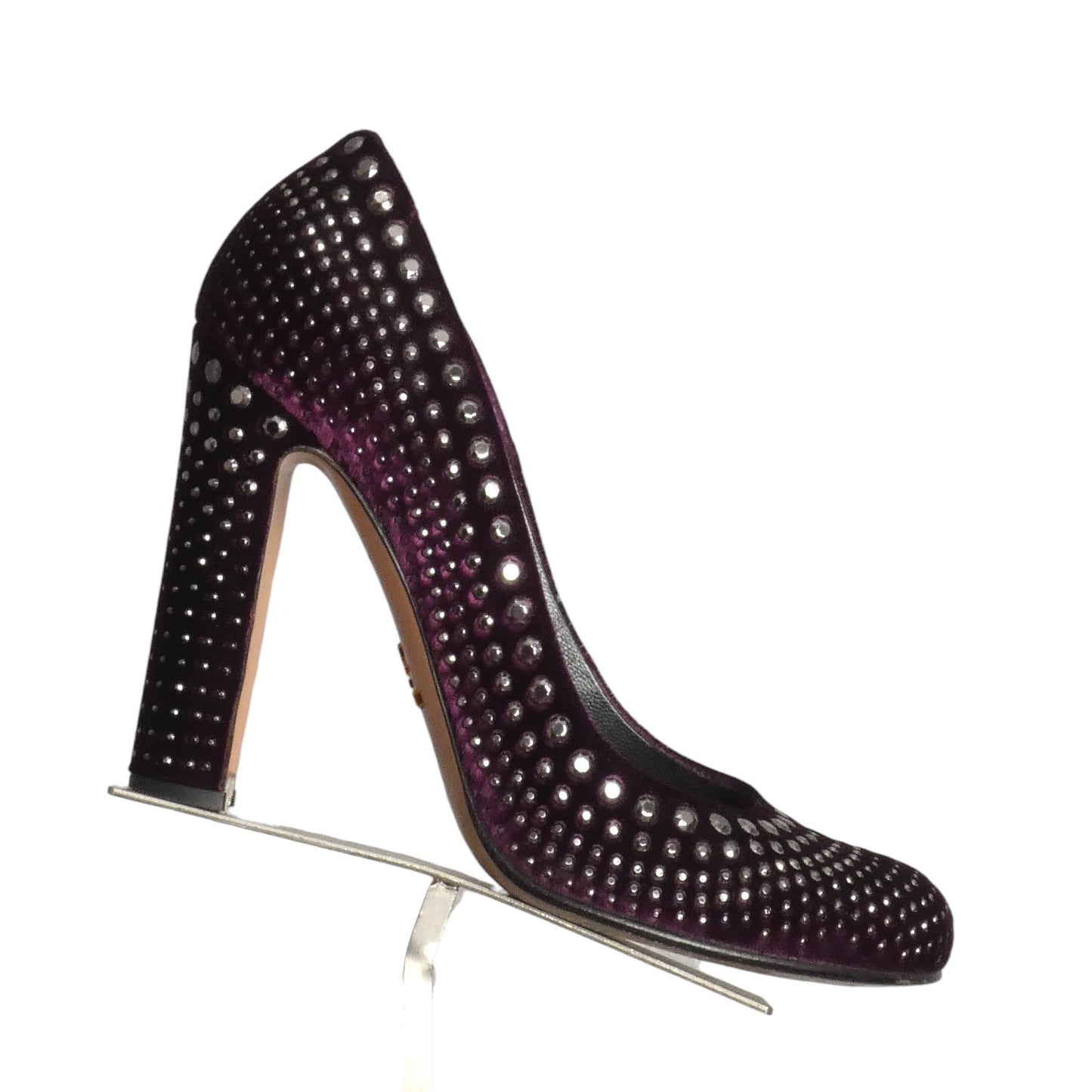 PRADA- Purple Velvet Studded Pumps, Size 36.5