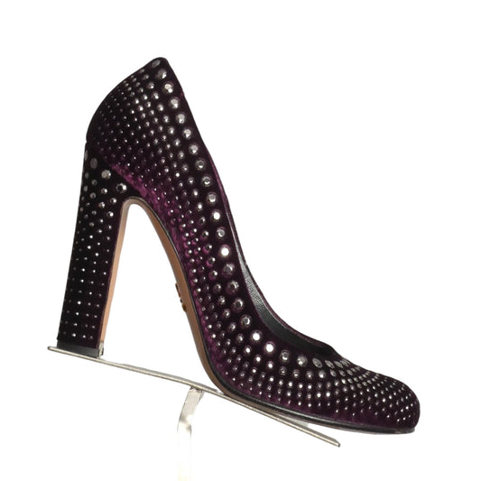 PRADA- Purple Velvet Studded Pumps, Size 36.5