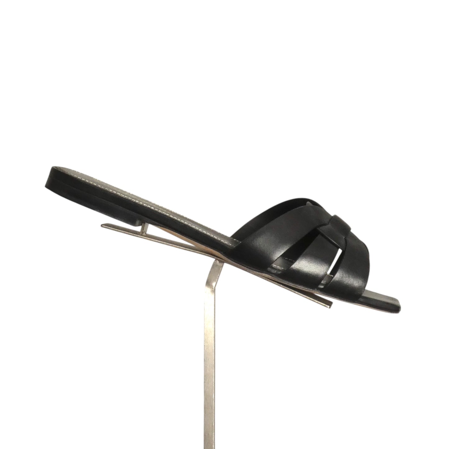 SAINT LAURENT- Black Leather Tribute Sandals, Size 37