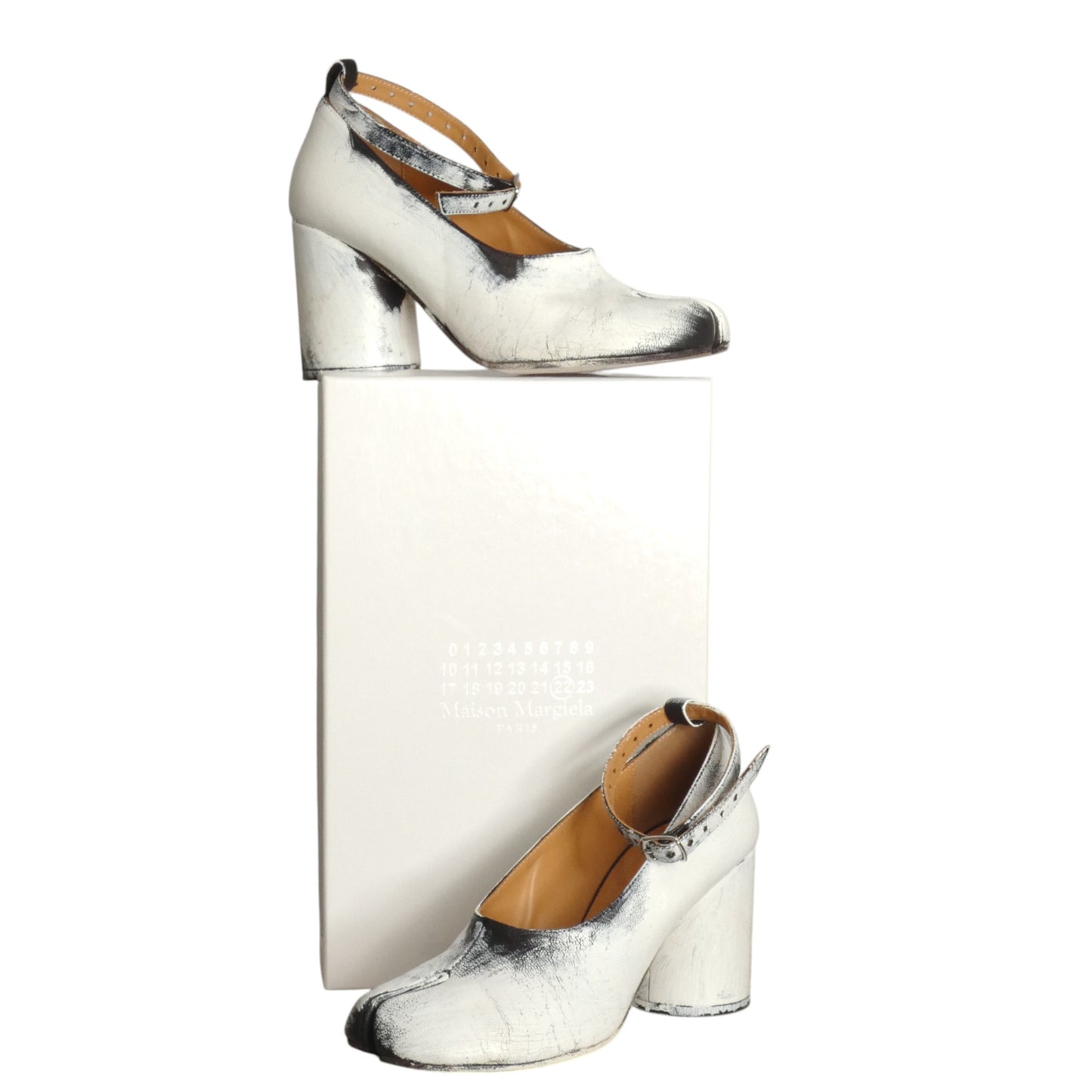 MAISON MARGIELA- 2020 Distressed Tabi Bianchetto Heels, Size 37