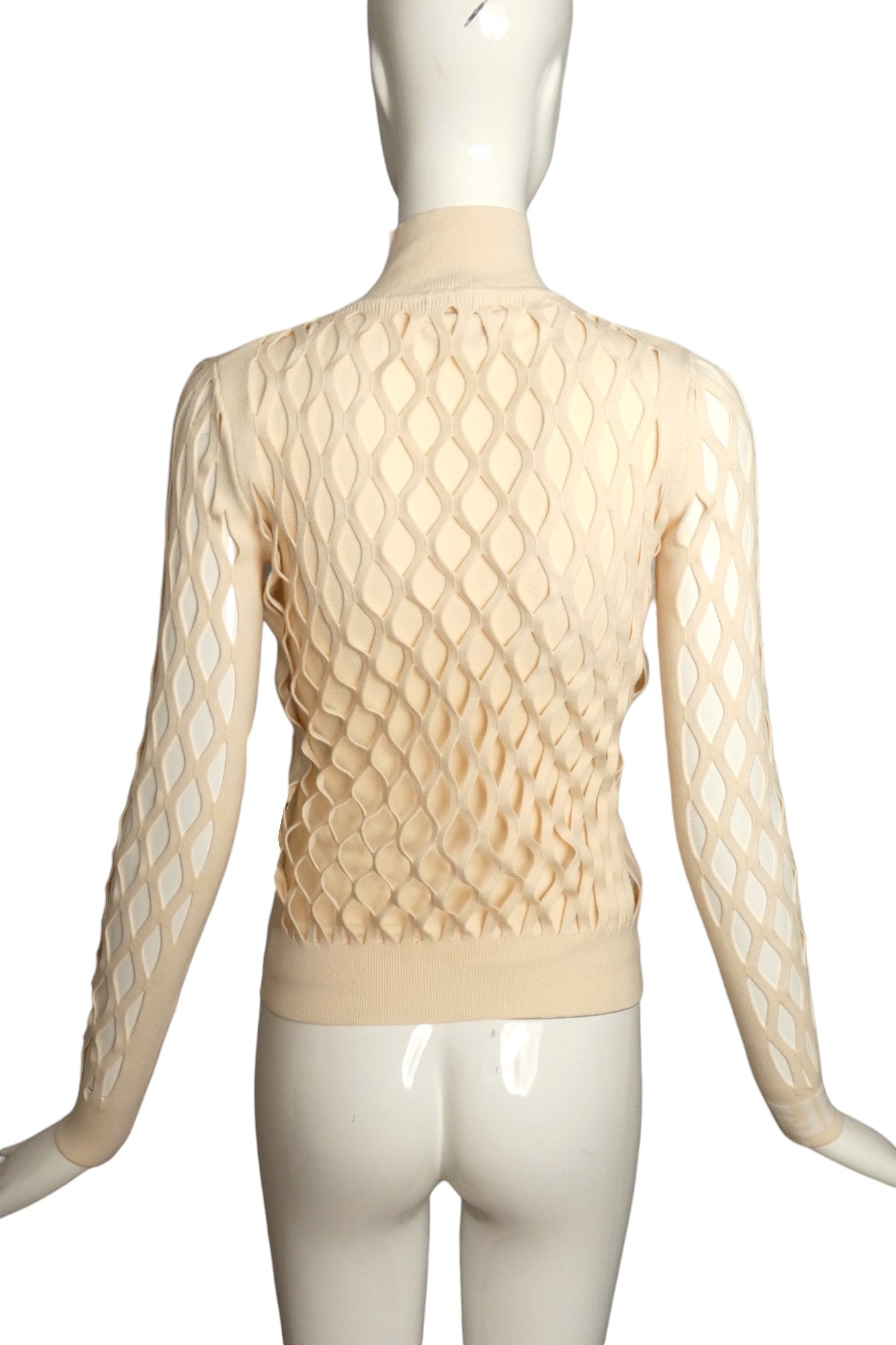 FENDI- 2019 Ivory Mania Cage Knit Sweater, Size 4