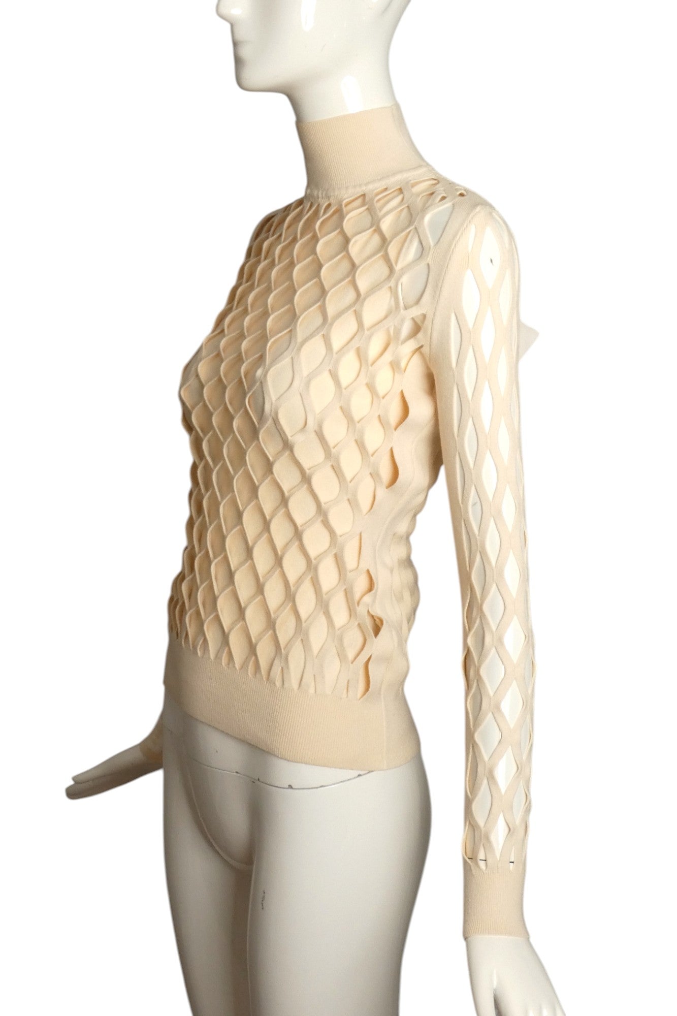 FENDI- 2019 Ivory Mania Cage Knit Sweater, Size 4
