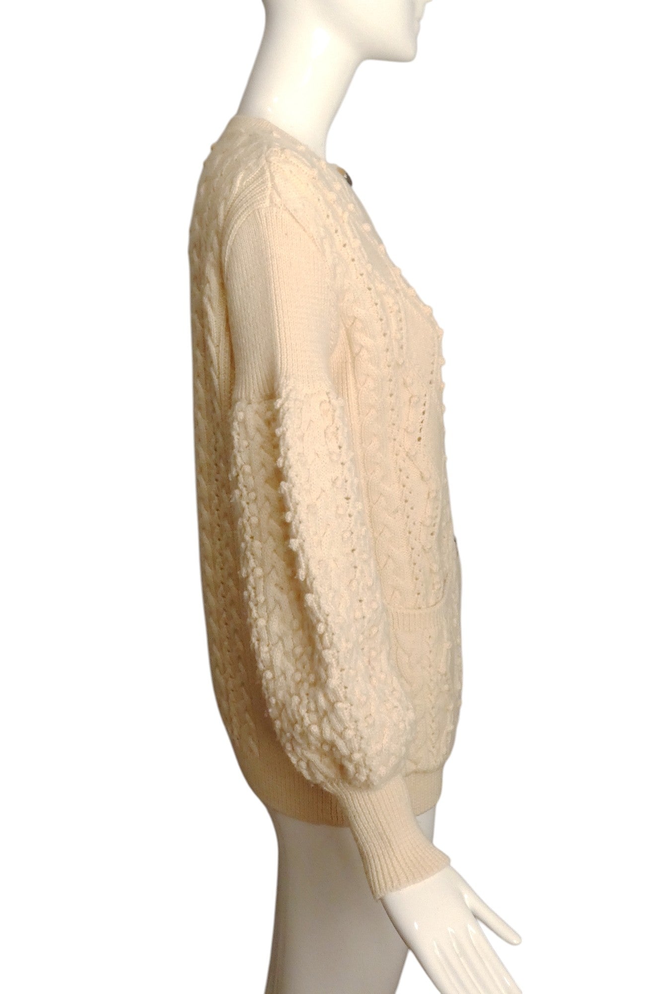 VALENTINO- Ivory Wool Fisherman Sweater, Size Small