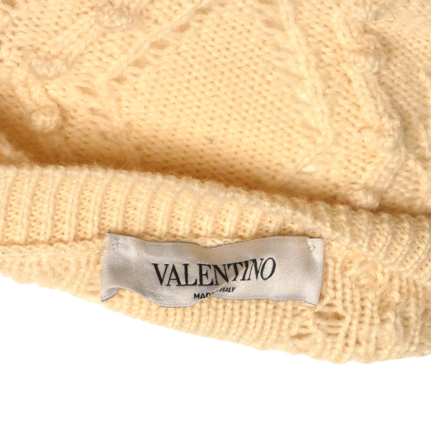 VALENTINO- Ivory Wool Fisherman Sweater, Size Small