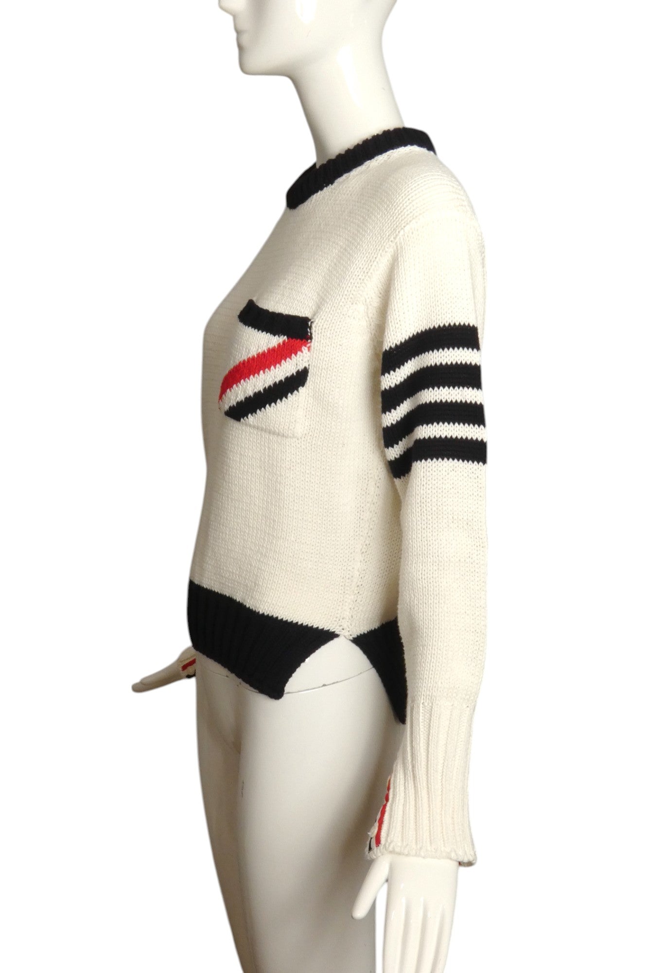THOM BROWNE- Multi Color Cotton Knit Sweater, Size Small