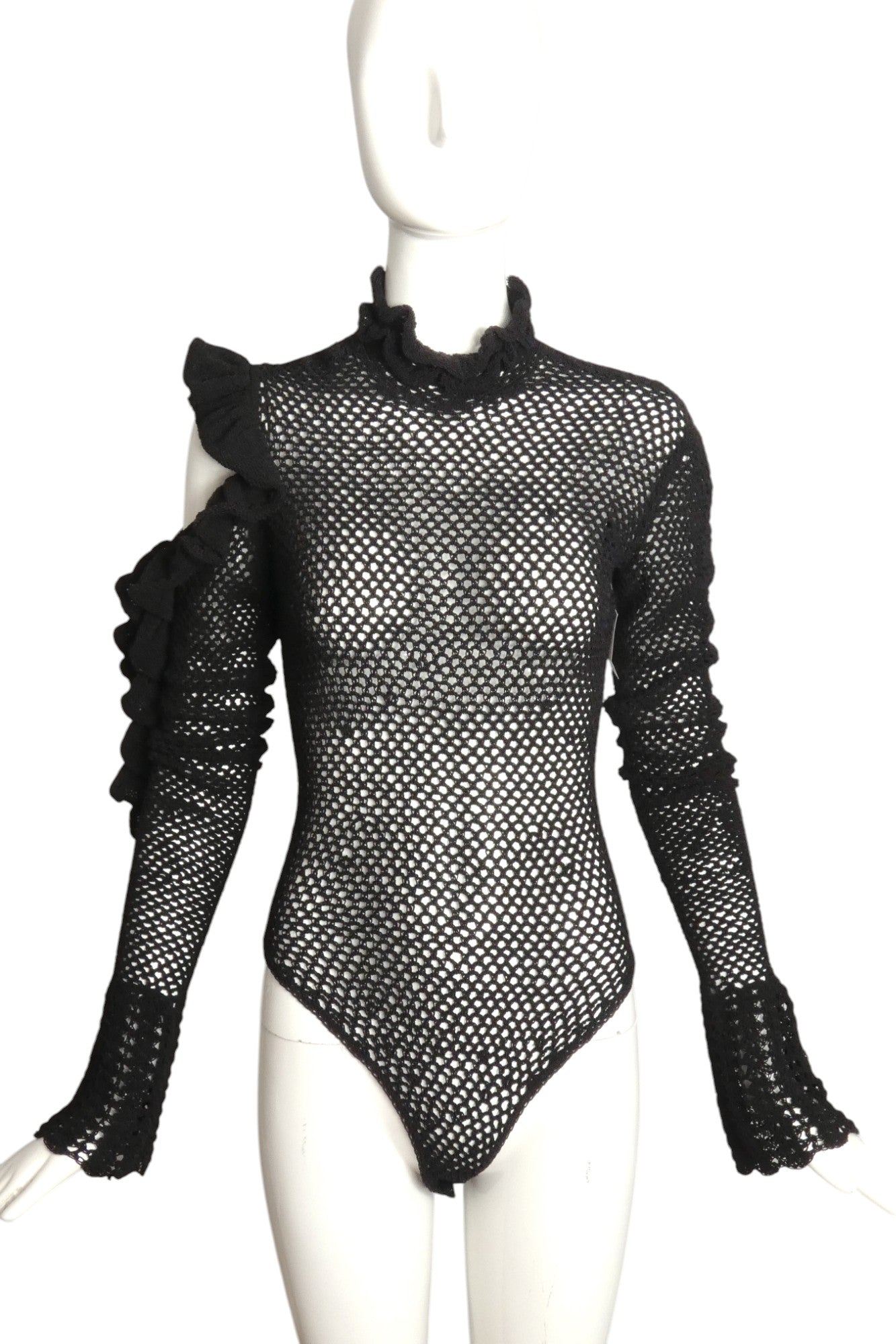 MAGDA BUTRYM- 2017 Black Ruffle Knit Bodysuit, Size 4