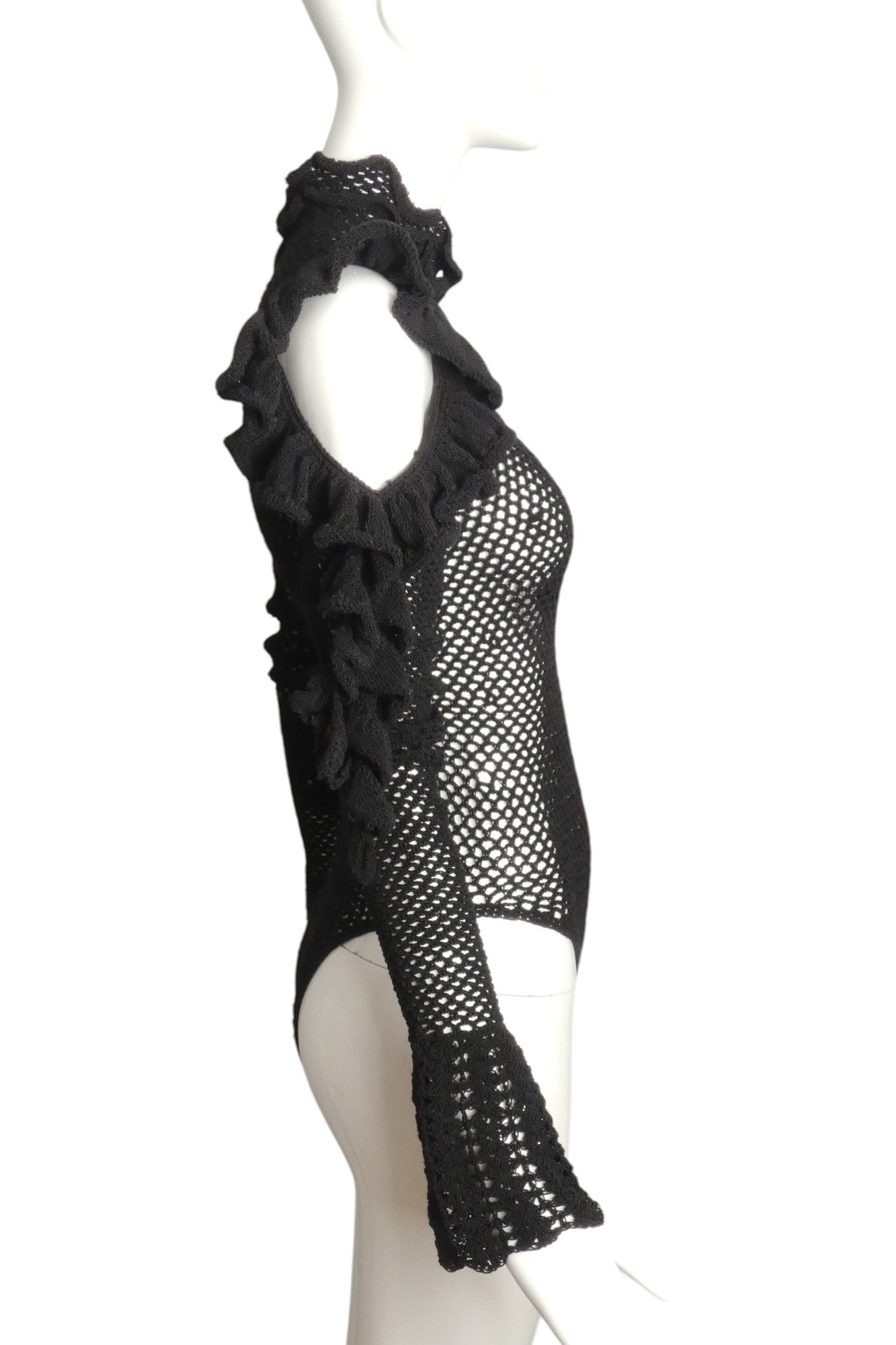 MAGDA BUTRYM- 2017 Black Ruffle Knit Bodysuit, Size 4
