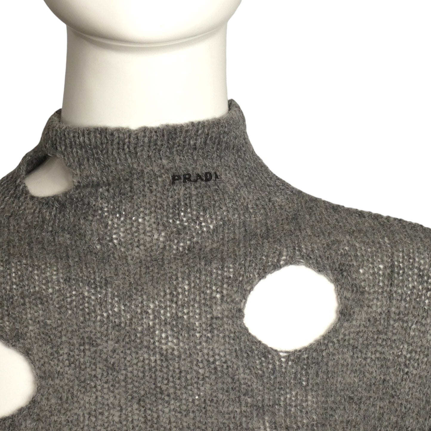 PRADA- 2021 Gray Distressed Sweater, Size 4