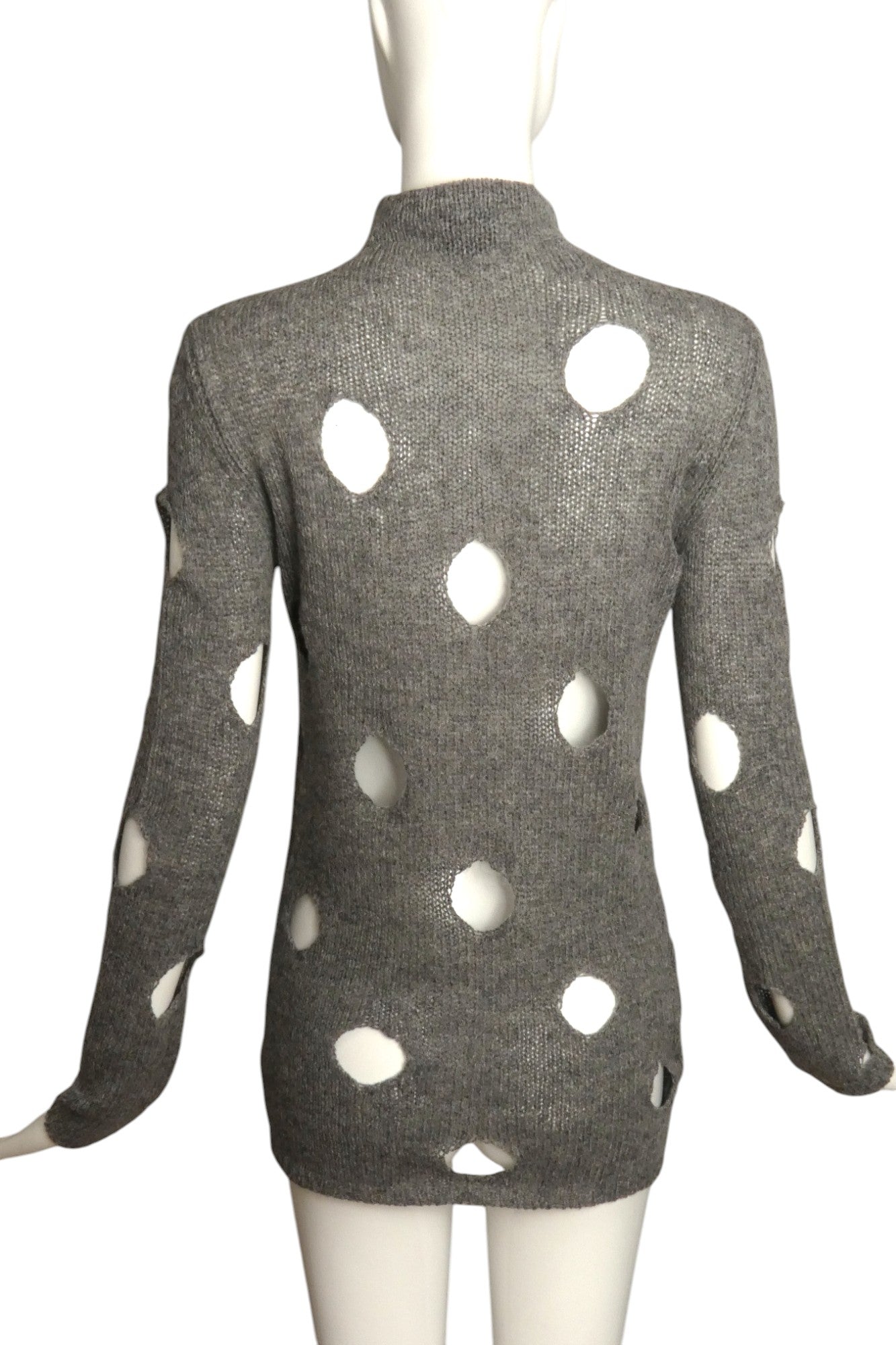 PRADA- 2021 Gray Distressed Sweater, Size 4