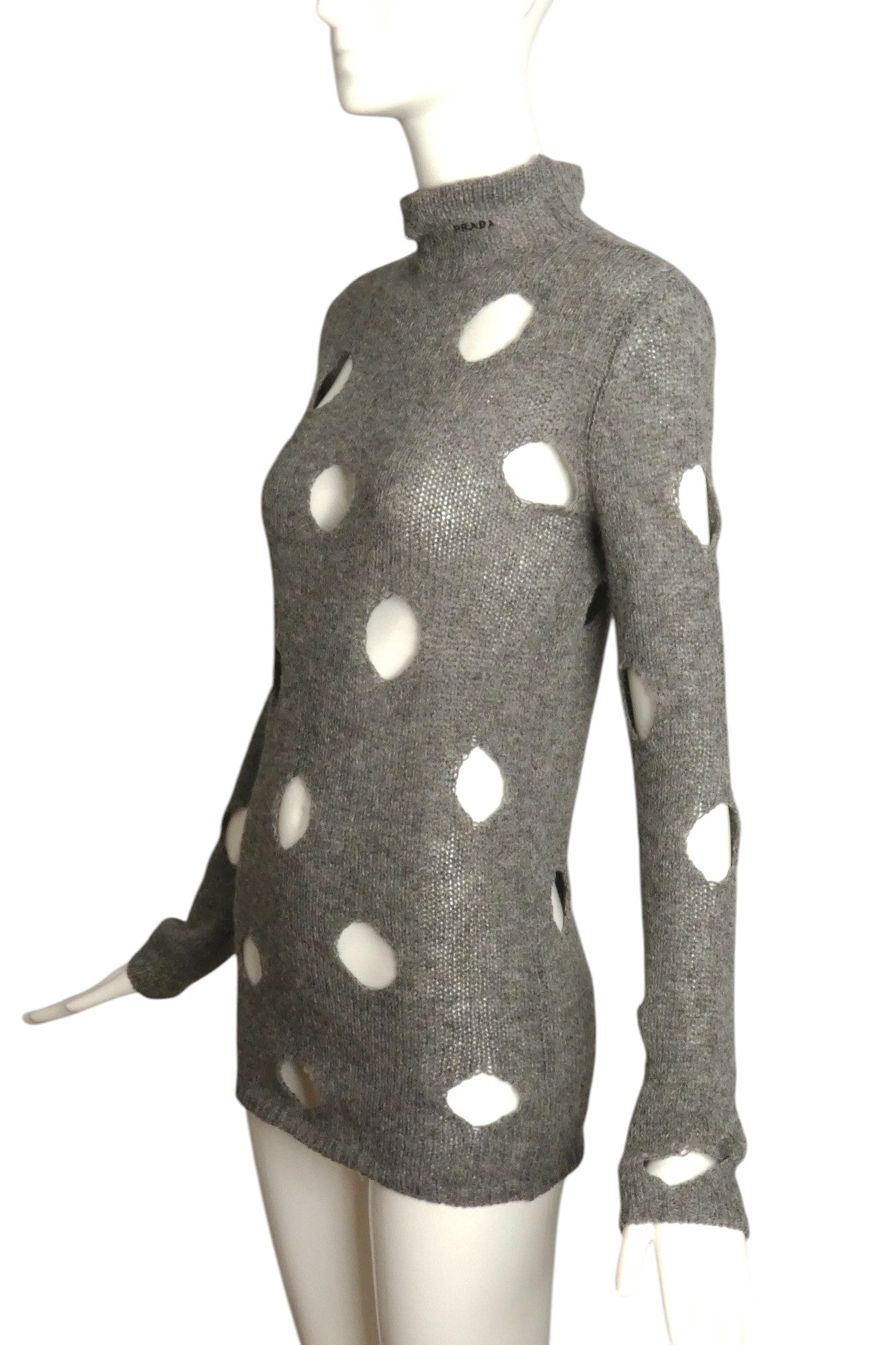 PRADA- 2021 Gray Distressed Sweater, Size 4