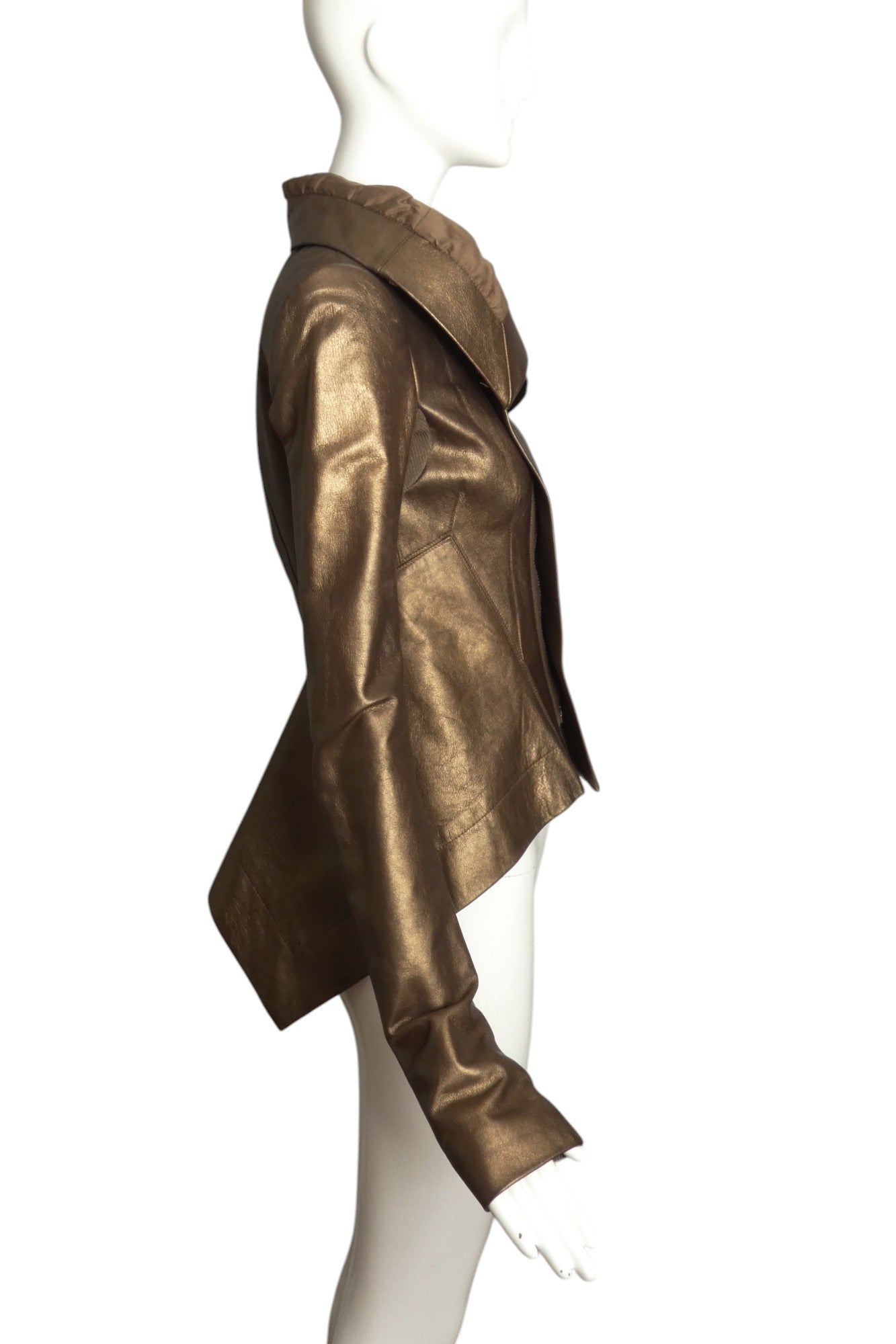RICK OWENS- Bronze Leather & Knit Jacket, Size 4