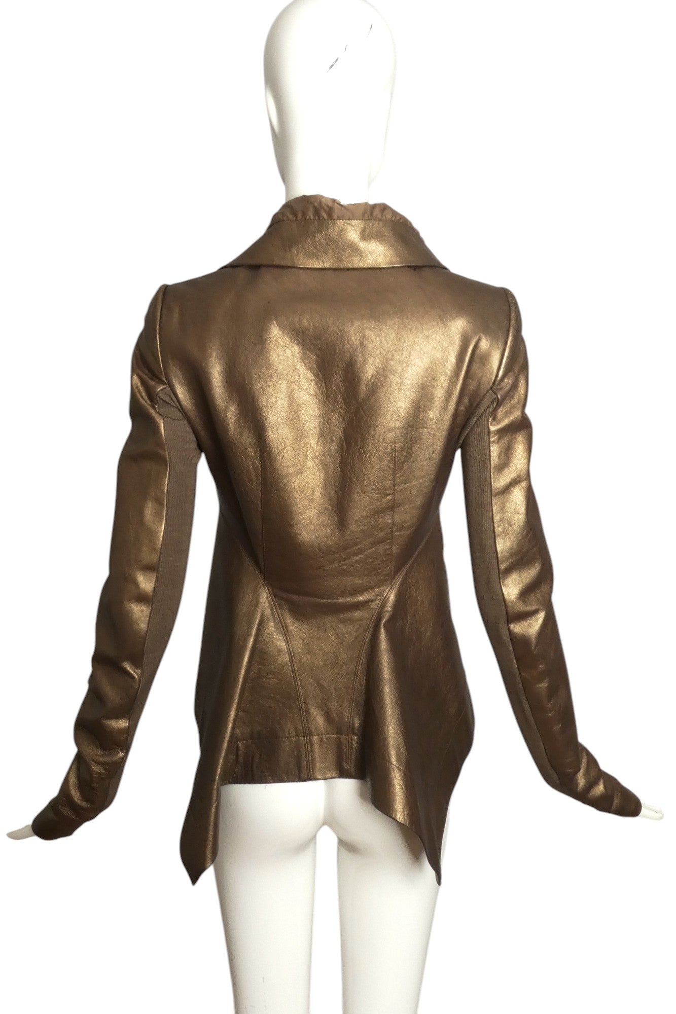 RICK OWENS- Bronze Leather & Knit Jacket, Size 4