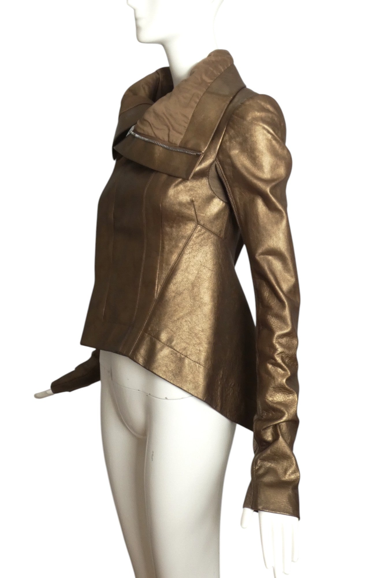 RICK OWENS- Bronze Leather & Knit Jacket, Size 4
