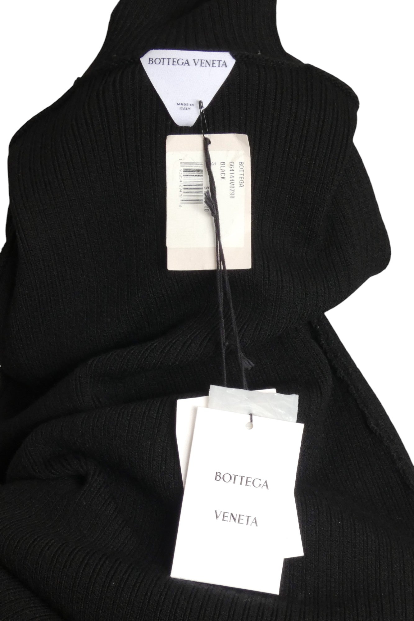 BOTTEGA VENETA- 2021 Black Slash Ribbed Knit Dress, Size Small