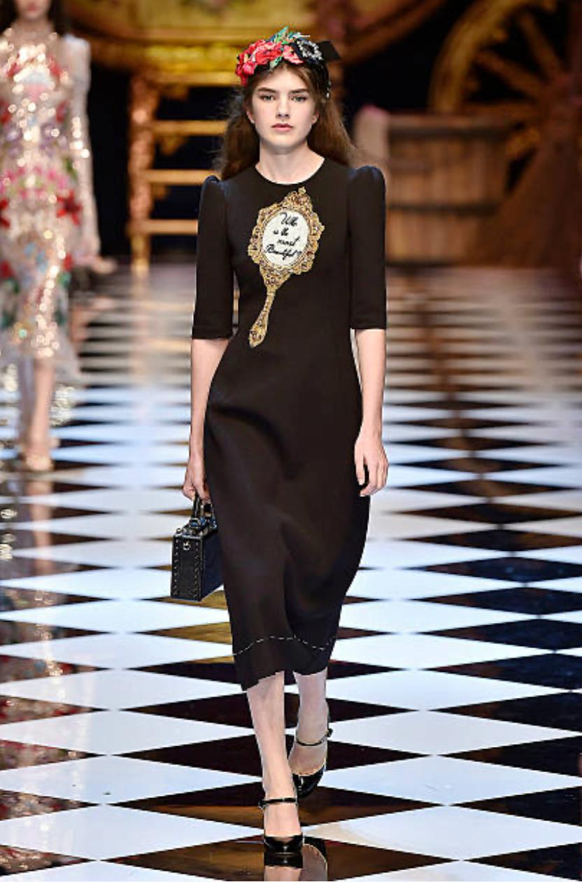 DOLCE & GABBANA- 2016 Black Mirror Fairy Tale Dress, Size 2