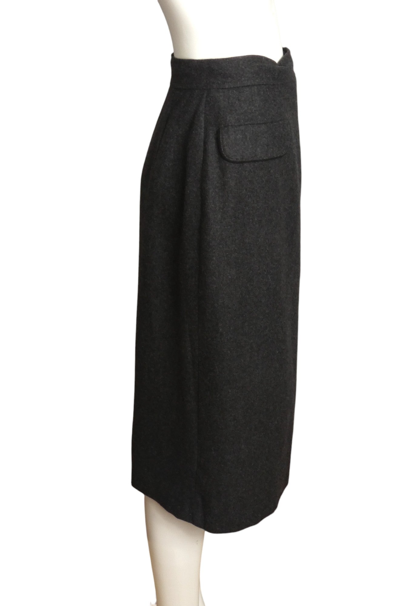 GUCCI- 1980s Grey Wool Wrap Skirt, Size 10