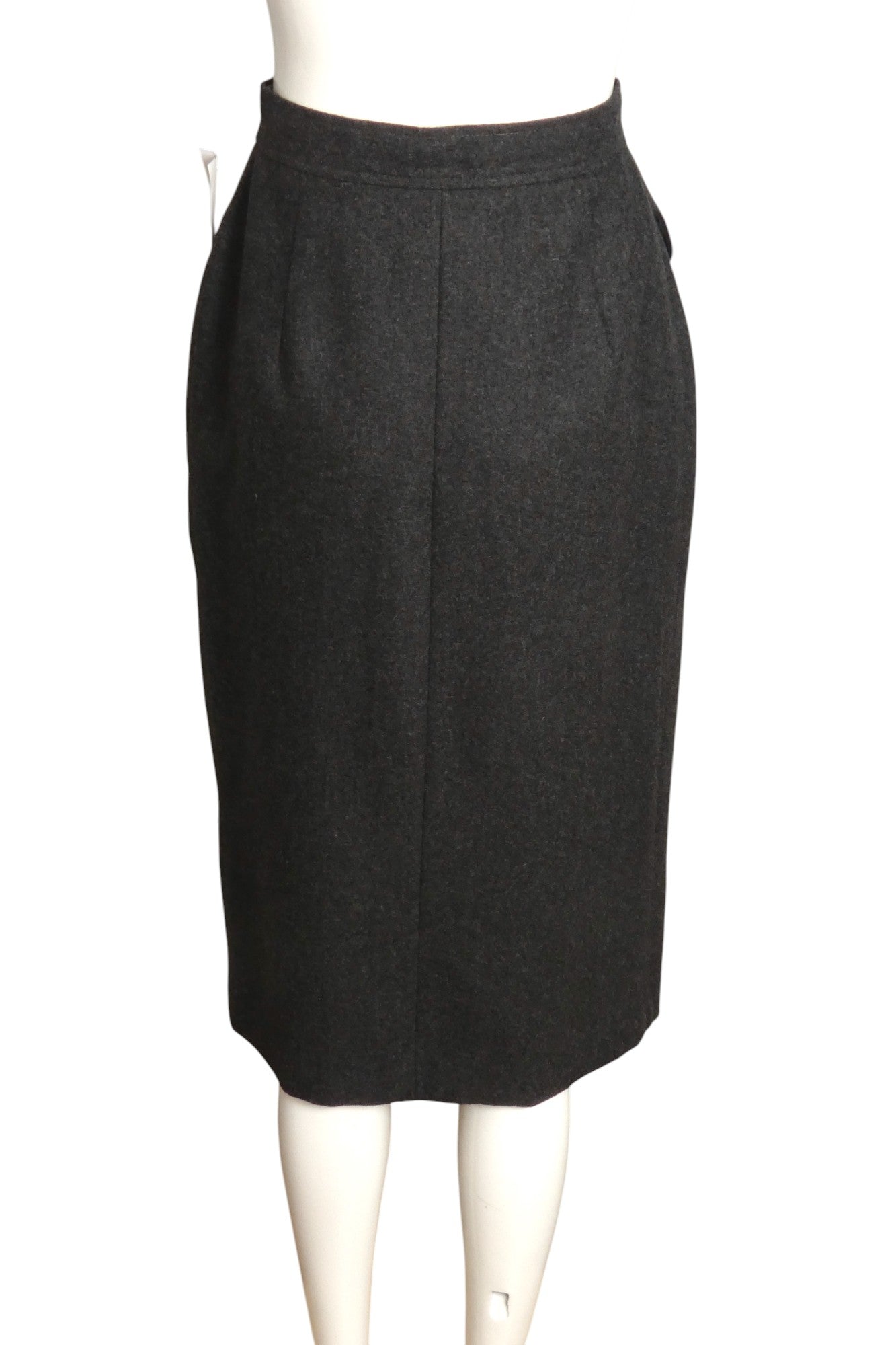 GUCCI- 1980s Grey Wool Wrap Skirt, Size 10