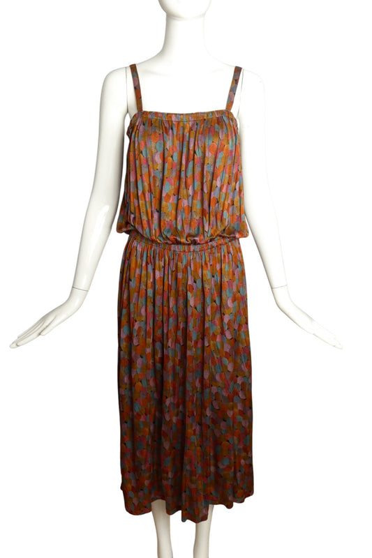 MISSONI- 1970s Printed Silk Slip Dress, Size 8