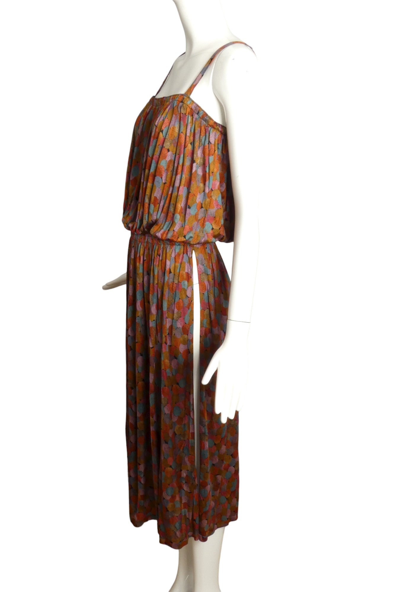 MISSONI- 1970s Printed Silk Slip Dress, Size 8