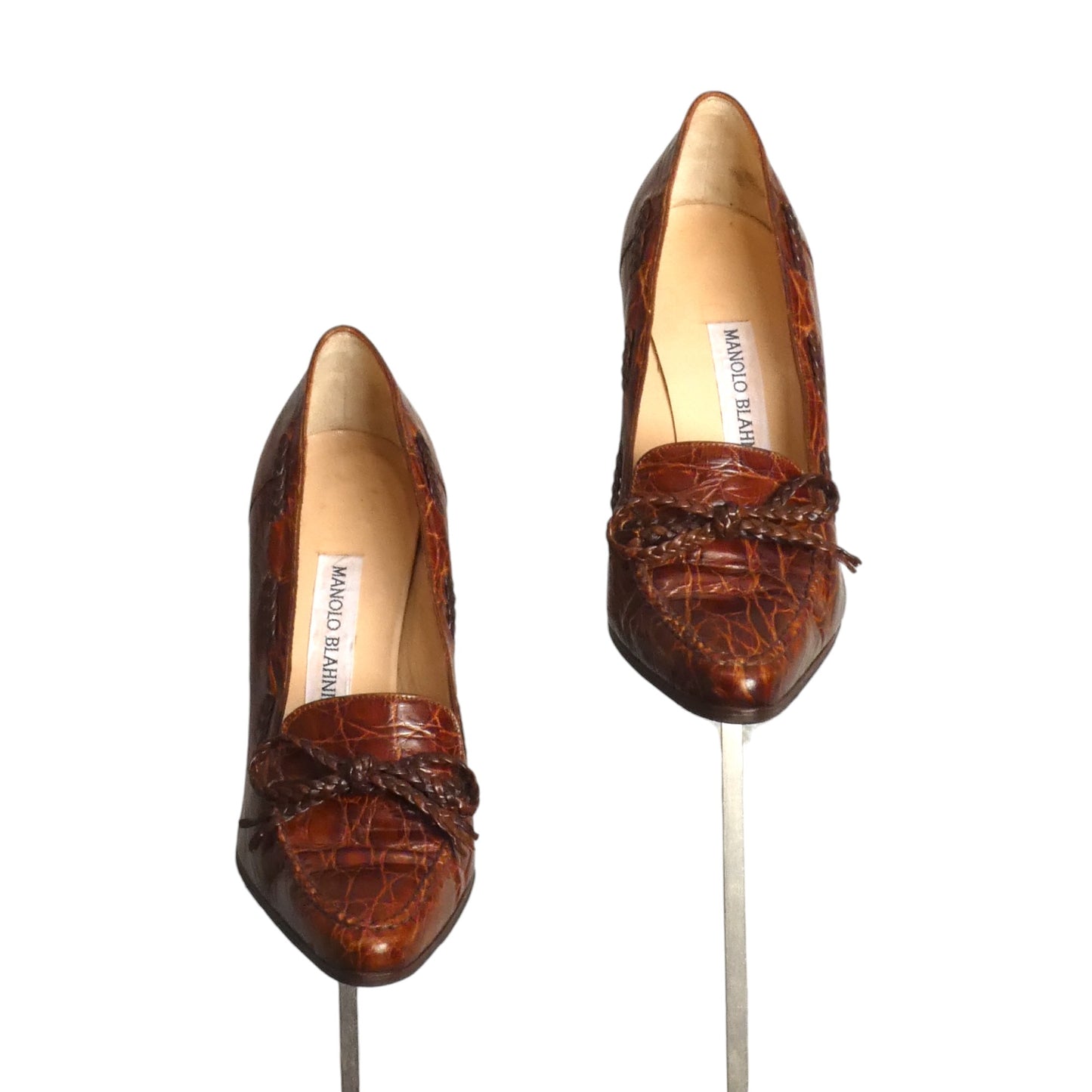 MANOLO BLAHNIK- 1990s Brown Alligator Pumps, Size 36.5