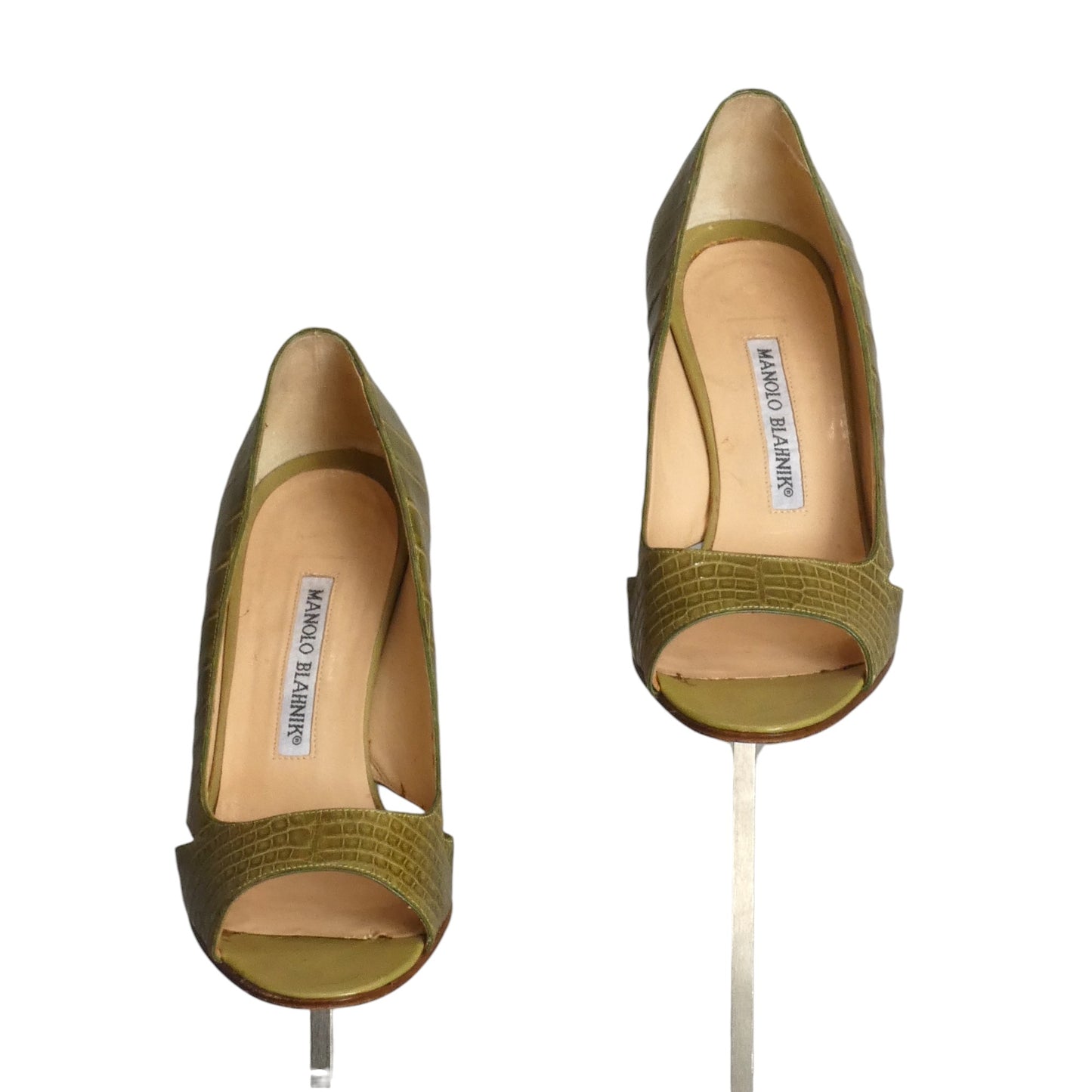 MANOLO BLAHNIK- Green Alligator Pumps, Size 36.5