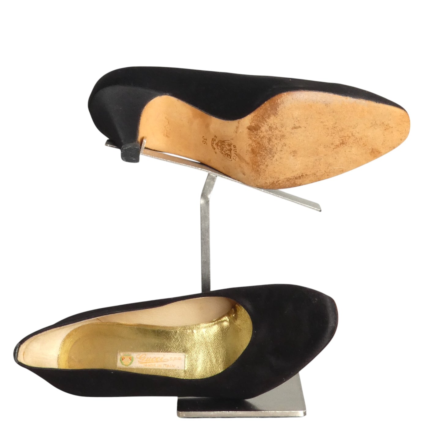 GUCCI- 1980s Black Satin Pumps, Size 36