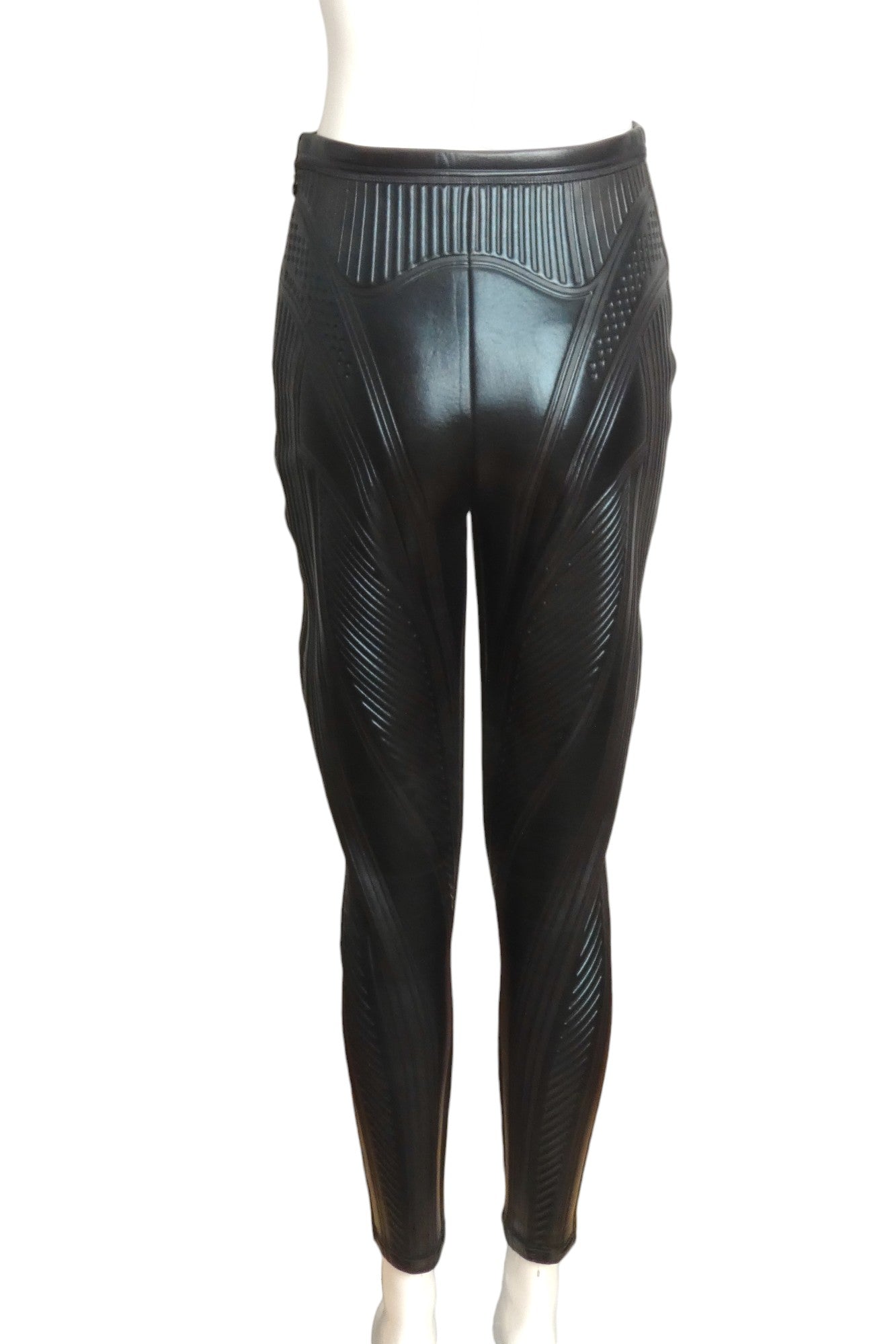 MUGLER- Black PVC Quilted Pants, Size 6