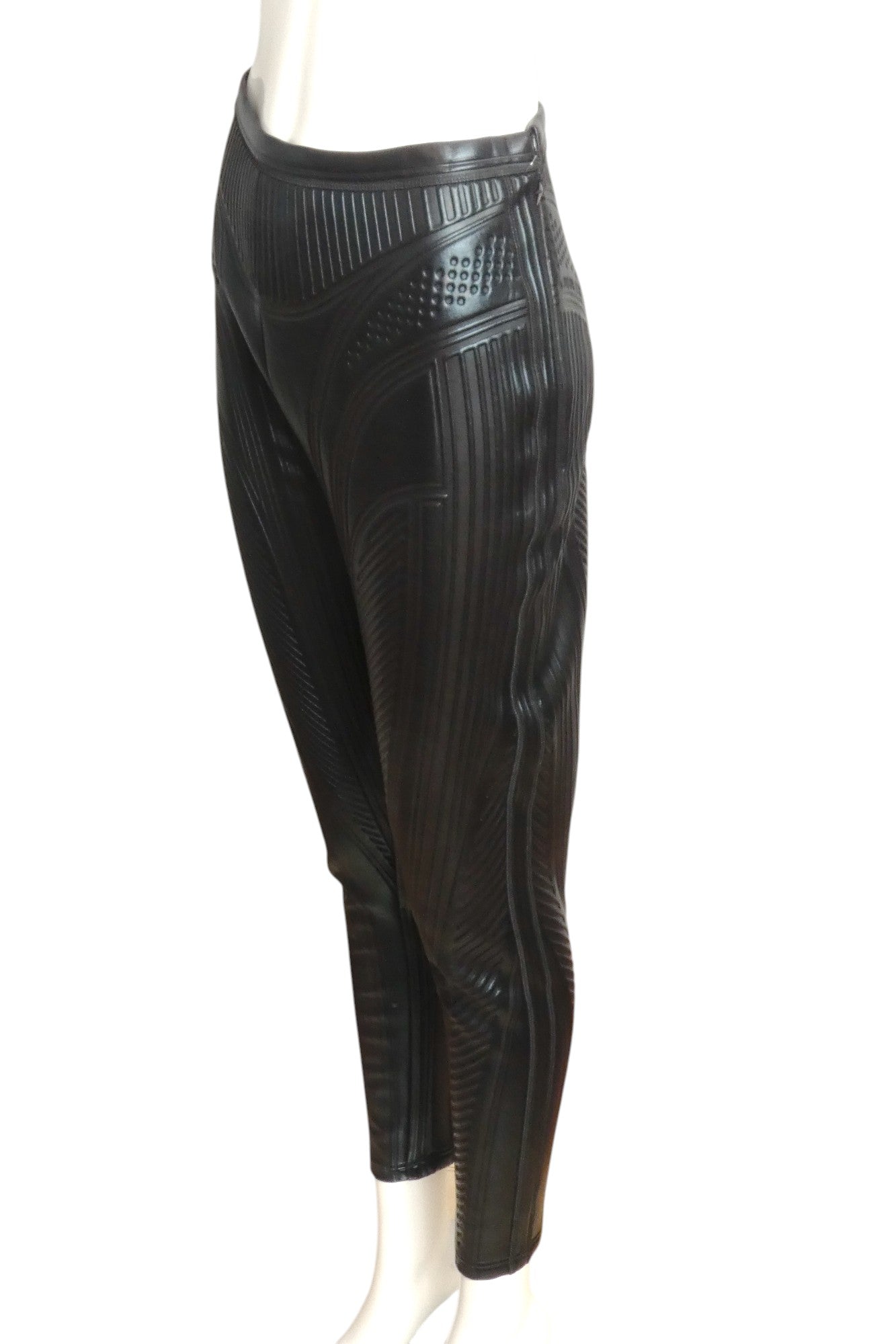 MUGLER- Black PVC Quilted Pants, Size 6