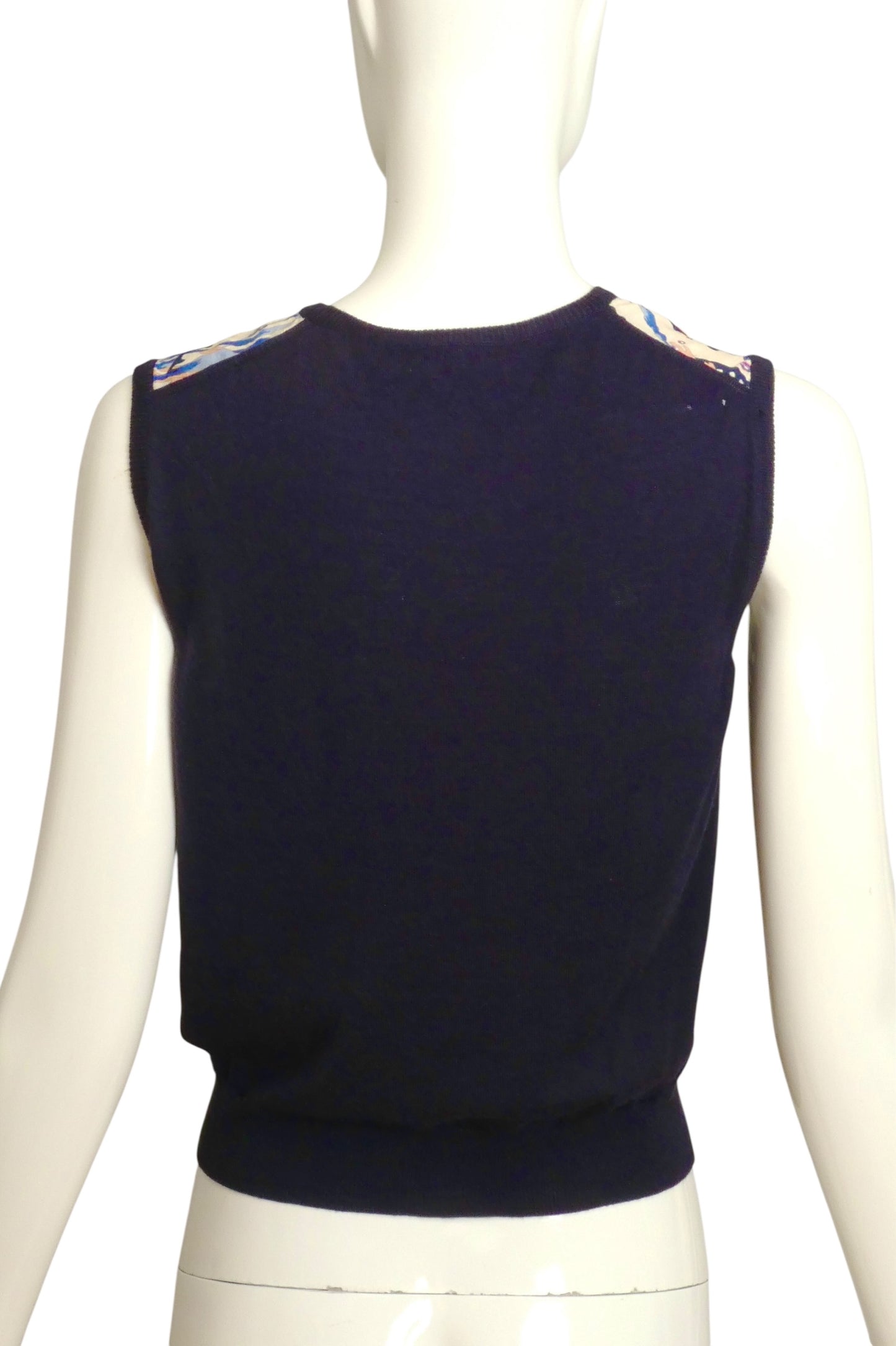 SALAVATORE FERRAGAMO- 1990s Print Silk & Knit Vest, Size XS