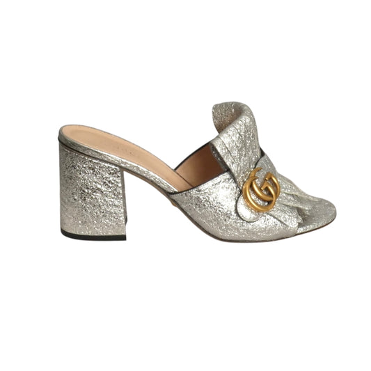 GUCCI- Silver Metalic Mules, Size 39