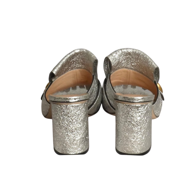 GUCCI- Silver Metalic Mules, Size 39