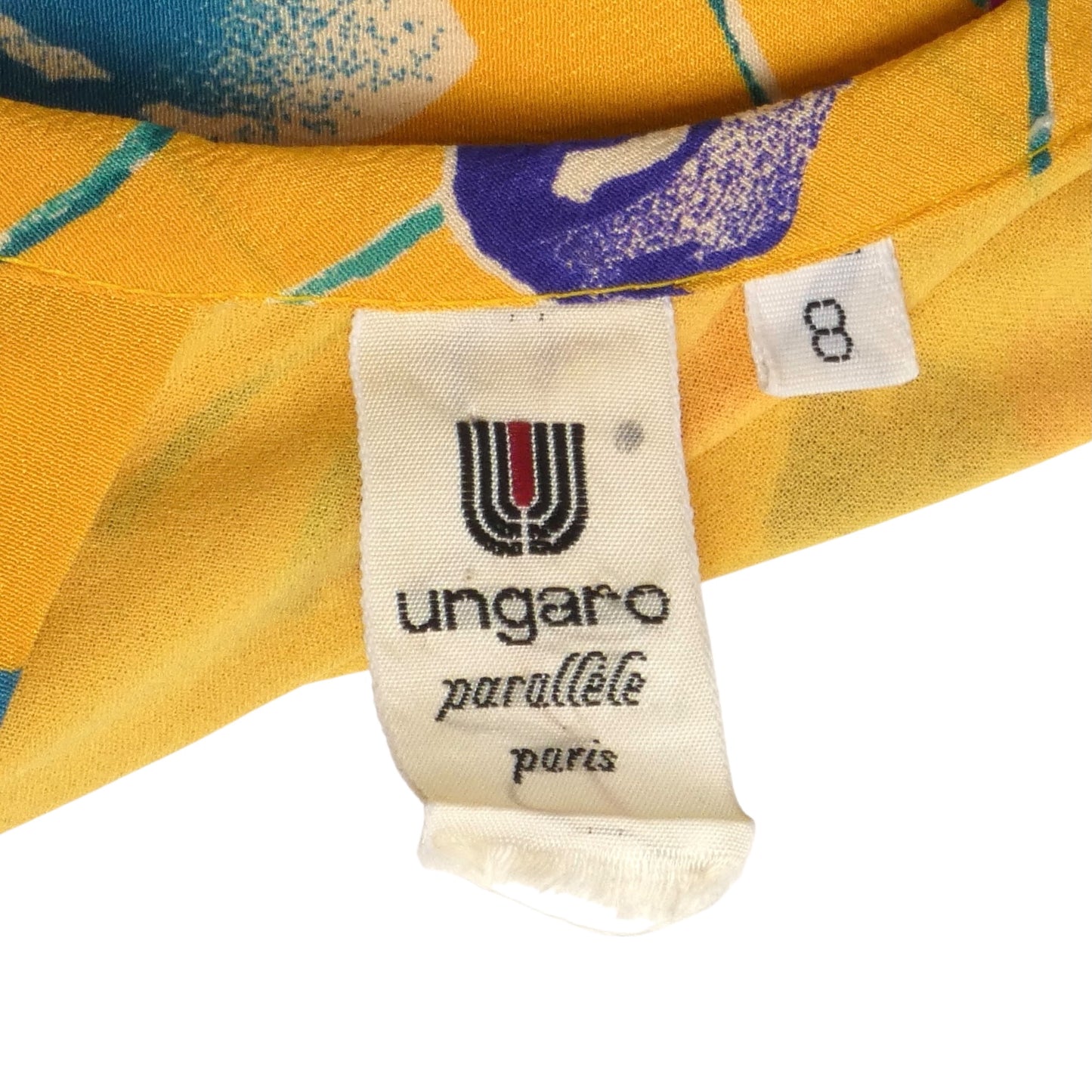 UNGARO- 1980s Floral Print Silk Blouse, Size 6