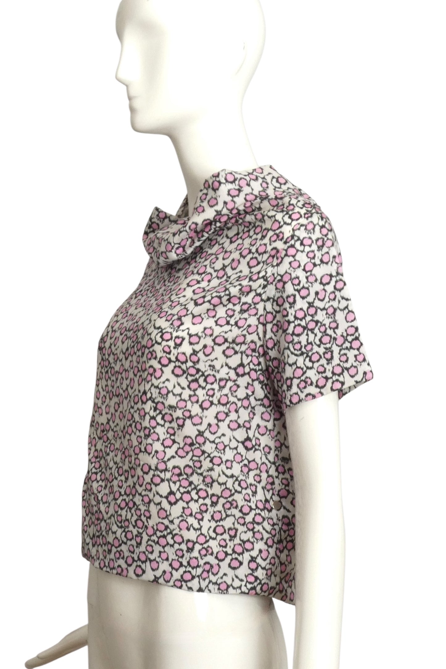 DRIES VAN NOTEN- Printed Silk Cowl Neck Blouse, Size 6