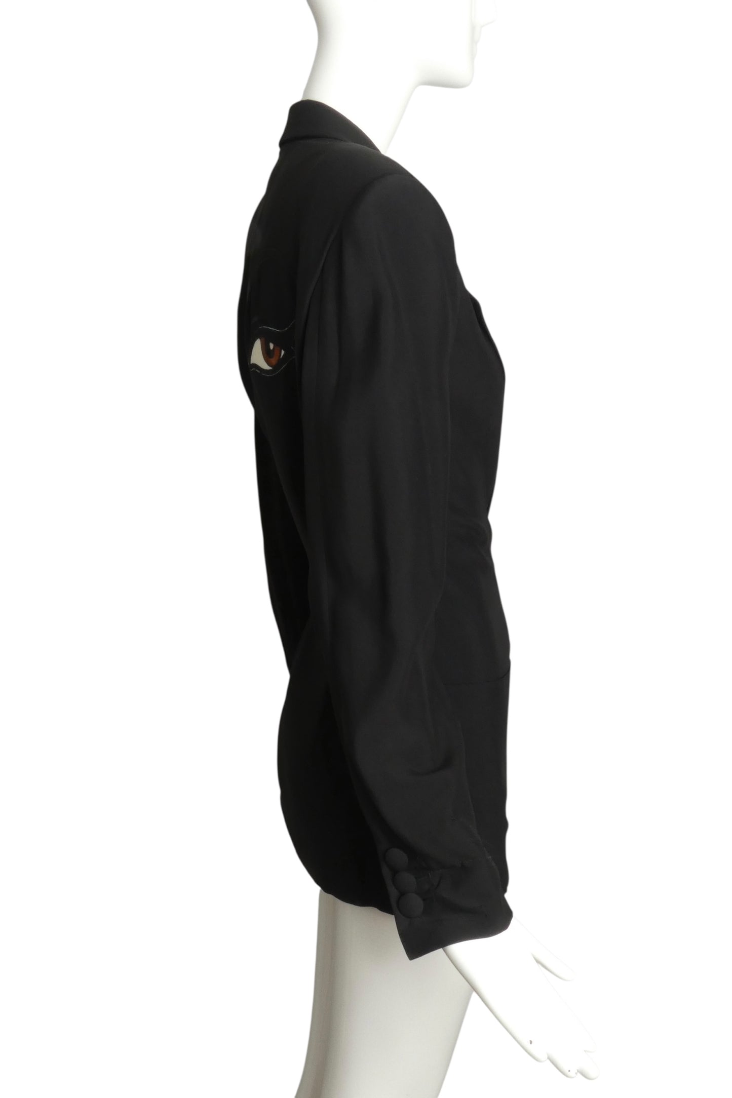 MOSCHINO COUTURE- 1990s Black "EYES" Blazer, Size 8