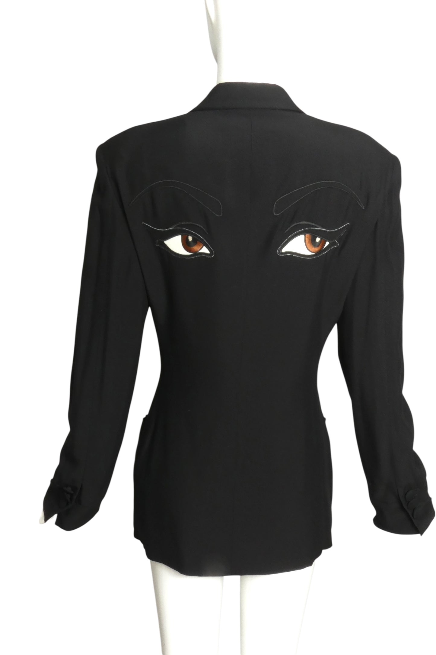 MOSCHINO COUTURE- 1990s Black "EYES" Blazer, Size 8