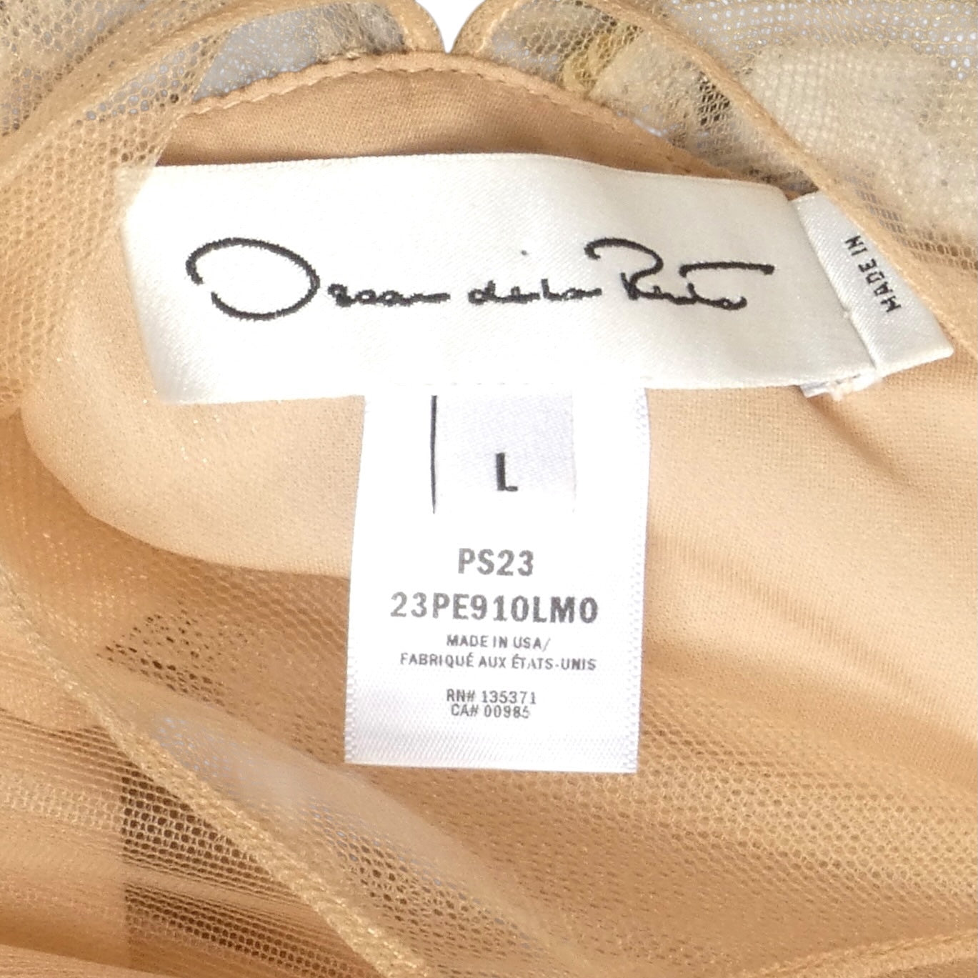 OSCAR DE LA RENTA- 2023 Embellished Metallic Plisse Gown, Size Large